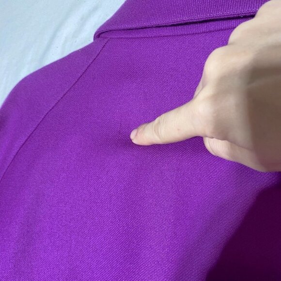 Vintage Courrèges Paris Purple Wool Skirt Blazer Set With Patent Leather Trim 44 - Picture 11 of 16